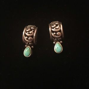 Turquoise and Silver Tone Earrings